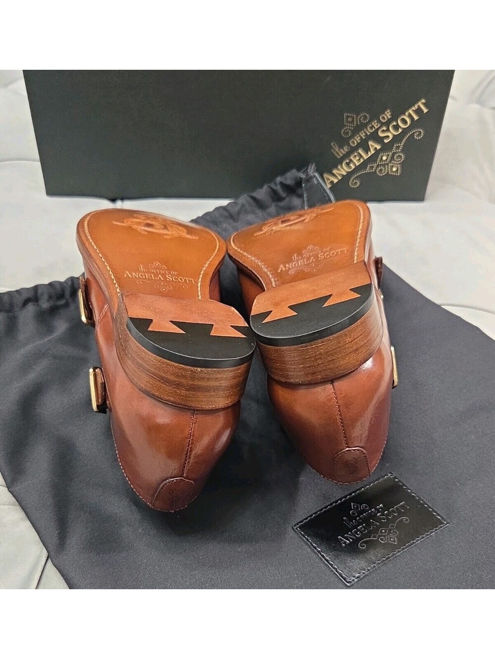The Office Of Angela Scott Mr Colin Dbl Monk Strap Brown Womens Shoes 36.5 6.5 - Picture 12 of 12